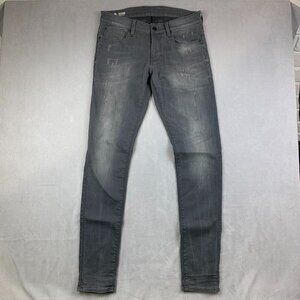 G Star Raw Mens Pants 33 Gray Jeans Revend Super Slim Distressed Faded 33x36
